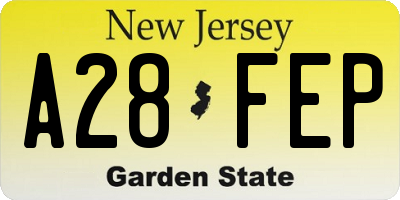 NJ license plate A28FEP