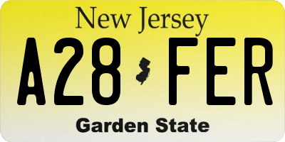 NJ license plate A28FER
