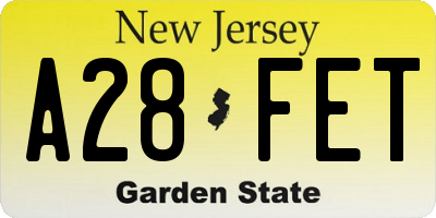 NJ license plate A28FET