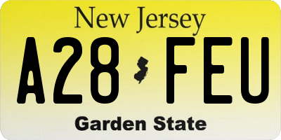 NJ license plate A28FEU