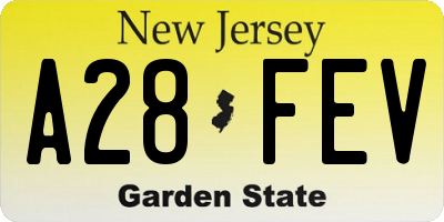 NJ license plate A28FEV