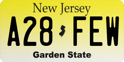NJ license plate A28FEW