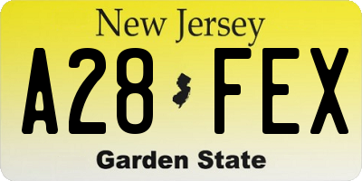 NJ license plate A28FEX