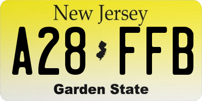 NJ license plate A28FFB
