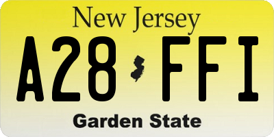 NJ license plate A28FFI