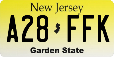 NJ license plate A28FFK
