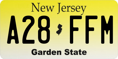 NJ license plate A28FFM