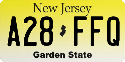 NJ license plate A28FFQ