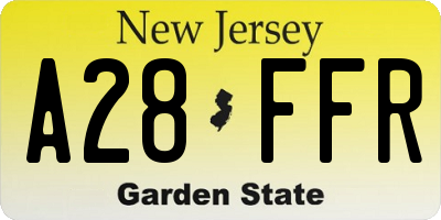 NJ license plate A28FFR