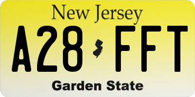 NJ license plate A28FFT