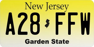NJ license plate A28FFW