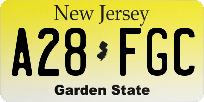 NJ license plate A28FGC