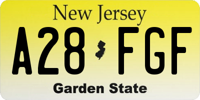 NJ license plate A28FGF