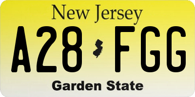 NJ license plate A28FGG