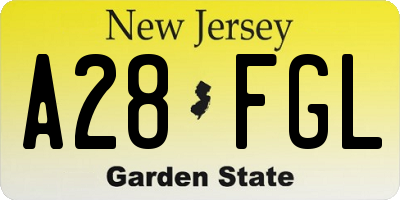 NJ license plate A28FGL