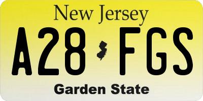 NJ license plate A28FGS