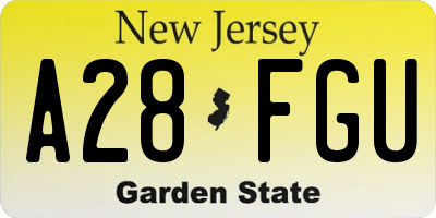 NJ license plate A28FGU