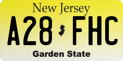 NJ license plate A28FHC