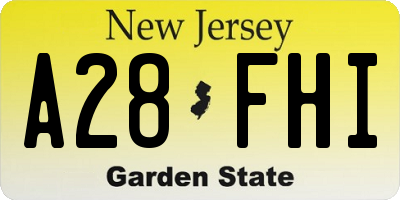 NJ license plate A28FHI