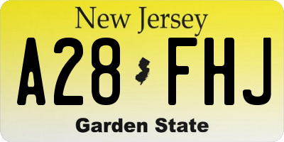 NJ license plate A28FHJ