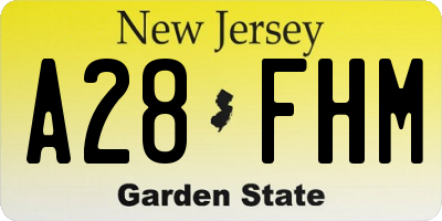 NJ license plate A28FHM