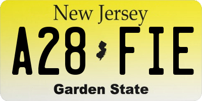NJ license plate A28FIE