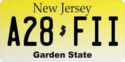 NJ license plate A28FII