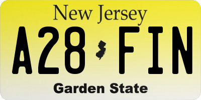 NJ license plate A28FIN