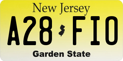 NJ license plate A28FIO