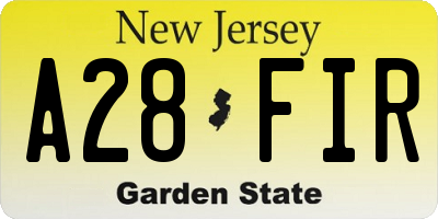 NJ license plate A28FIR