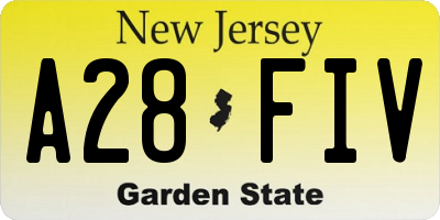 NJ license plate A28FIV