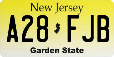 NJ license plate A28FJB