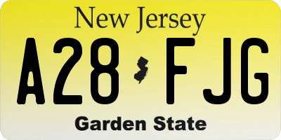 NJ license plate A28FJG