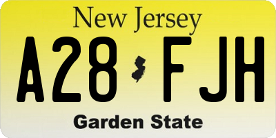 NJ license plate A28FJH