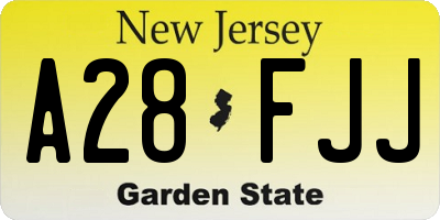 NJ license plate A28FJJ