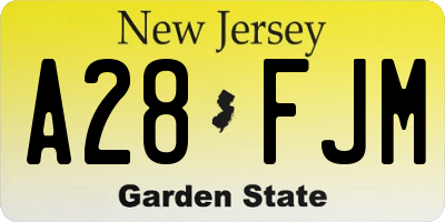 NJ license plate A28FJM