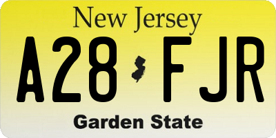 NJ license plate A28FJR