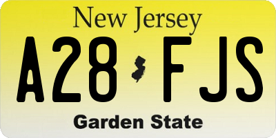 NJ license plate A28FJS