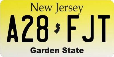 NJ license plate A28FJT