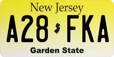 NJ license plate A28FKA
