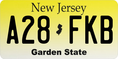 NJ license plate A28FKB