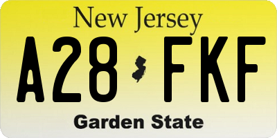 NJ license plate A28FKF