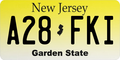 NJ license plate A28FKI