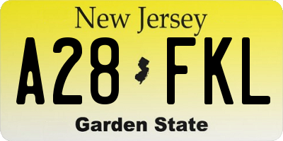 NJ license plate A28FKL