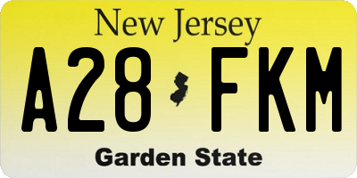 NJ license plate A28FKM