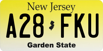 NJ license plate A28FKU