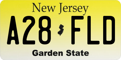 NJ license plate A28FLD