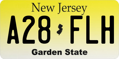 NJ license plate A28FLH