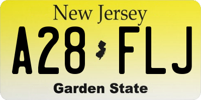 NJ license plate A28FLJ