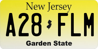 NJ license plate A28FLM